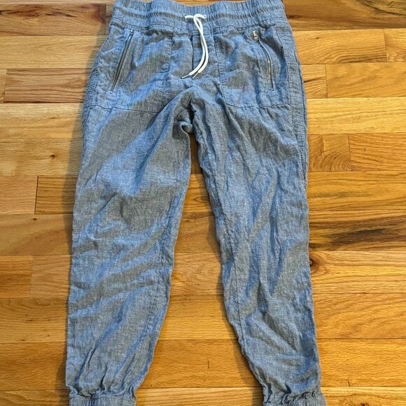 Athleta Linen Jogger Pants Cabi Light Blue Activewear Casual Comfy Womens 6 - Picture 1 of 6